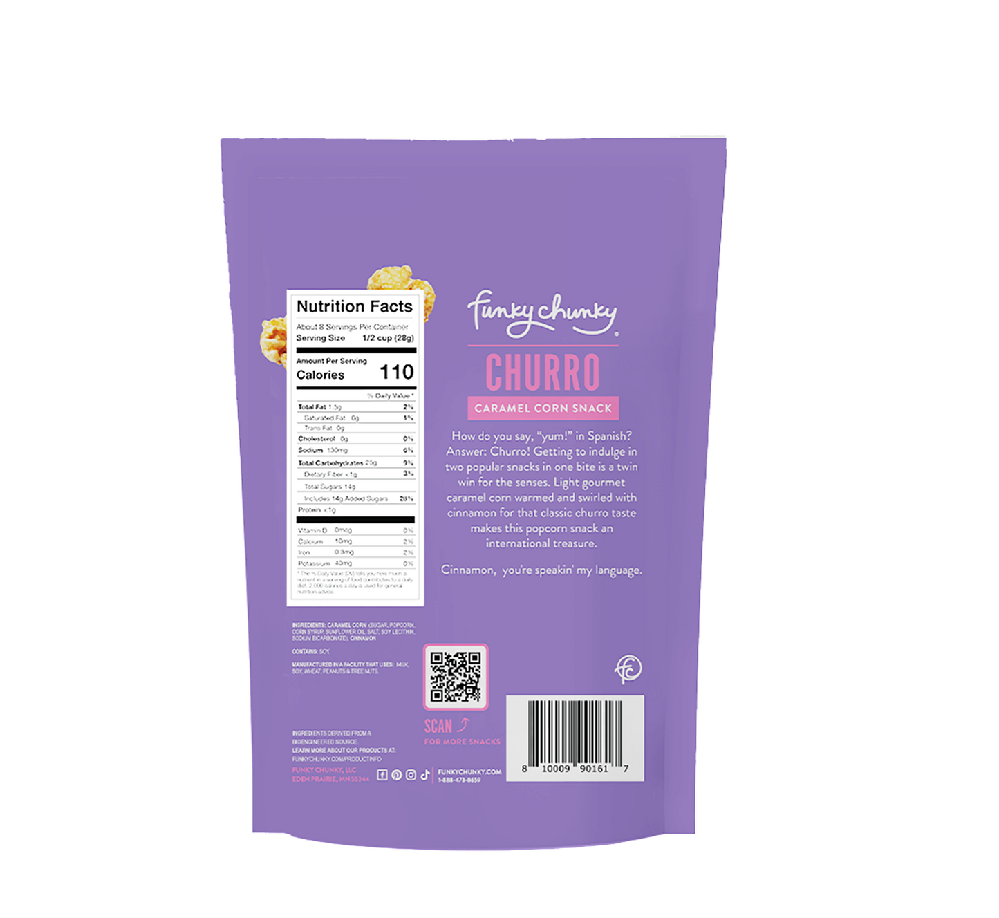 Churro Caramel Corn 8 OZ Large Sized Bag