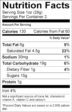 <p><strong>Note: “Servings per Container” equals number of ounces in the container’s net weight. (Whole Number) </strong></p><p>INGREDIENTS:  <strong>Dark & Milk Chocolatey</strong> <strong>Drizzle</strong> (Sugar, Palm Kernel and Palm Oil, Cocoa Powder, Nonfat Dry Milk, Soy Lecithin, Salt, Natural Flavor, Whole Milk Solids), <strong>Caramel Corn</strong> (Sugar, Popcorn, Corn Syrup, Corn Oil, Water, Butter [Cream, Salt], Brown Sugar, Soy Lecithin, Salt, Natural Flavoring, Peanut Oil, Almond Oil), <strong>Caramel</strong> (Corn Syrup, Sweetened Condensed Milk [Milk, Sugar], Sugar, Palm Oil, Water, Butter [Cream, Salt], Salt, Vanilla Extract, Soy Lecithin), <strong>Chocolate</strong> <strong>Espresso Beans</strong> (Dark Chocolate [Sugar, Cocoa, Cocoa Butter, Soy Lecithin, Vanilla], Roasted Arabica Coffee Beans, Cocoa Powder, Confectioner's Glaze, Gum Arabic), <strong>Natural</strong> <strong>Coffee Flavor</strong>.</p><p></p><p><strong>Contains:  Milk, Soy, Peanuts and Almonds</strong></p><p><strong>Manufactured in a facility that uses:  Milk, Soy, Wheat, Peanuts & Tree Nuts.</strong></p>