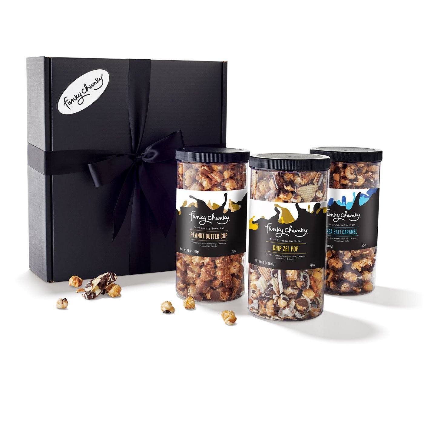 Funky Chunky Popcorn Gifts: 3-Flavor Popcorn Gift Pack | Sea