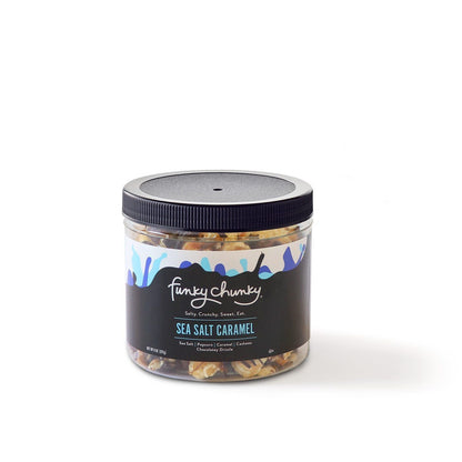 Mini Canisters 8 oz-Re-sealable canister is the perfect size for small client gifts, thank you gifts, a treat for teachers or a snack for you. Each canister contains eight servings (8 oz).-Funky Chunky