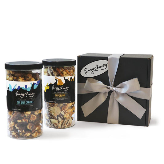 Salty Sweet Duo - Sea Salt Caramel & Chip Zel Pop-Choose your favorite and get two Tall Canisters of salty and sweet flavors together. A combination that makes for the perfect gift for everyone on your list.-Funky Chunky